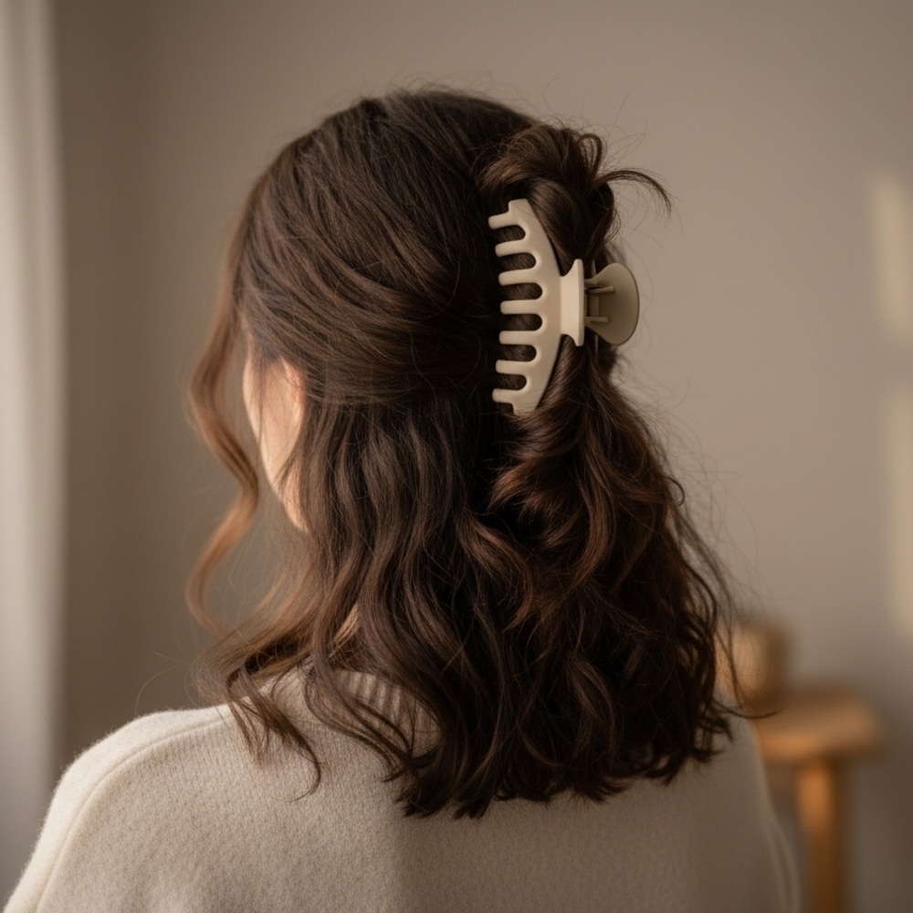 Cream Hair Large Claw Clip (New)